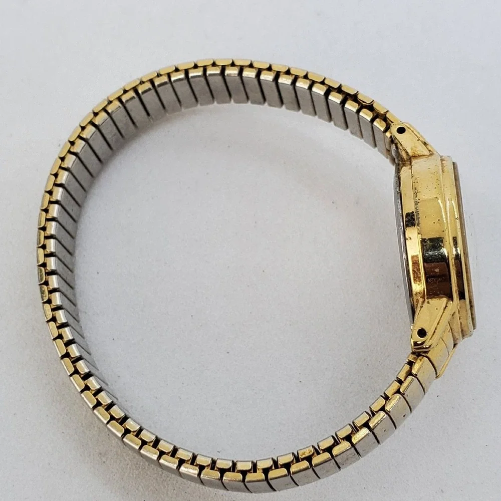 ACQUA Timex 24MM Watch Women White‎ Dial Gold Tone Case Bracelet 6